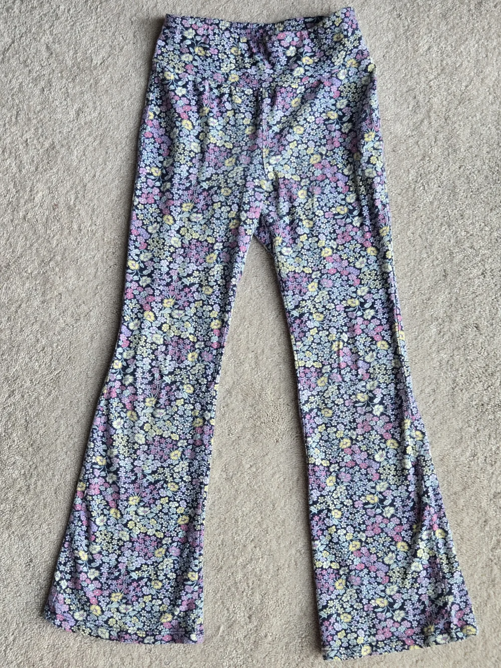 GAP Organic Cotton Floral Purple Kids Leggings with Yellow and Pink Flowers